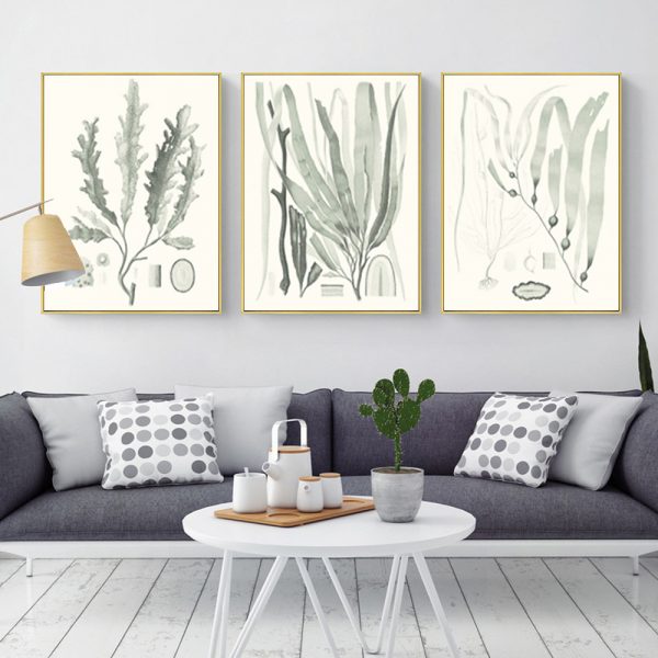 Wall Art  - Sage Green Seaweed 3 Sets - Poster Prints -Canvas Prints - Image 2