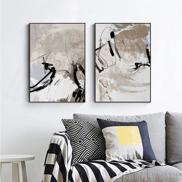 Wall art - Modern Abstract Beige (2 sets)- Canvas Prints- Poster Prints - Image 2