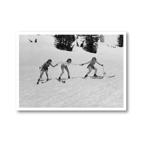 Wall Art - Vintage Girls Learning to Ski - Canvas Prints-Poster Prints - Image 3