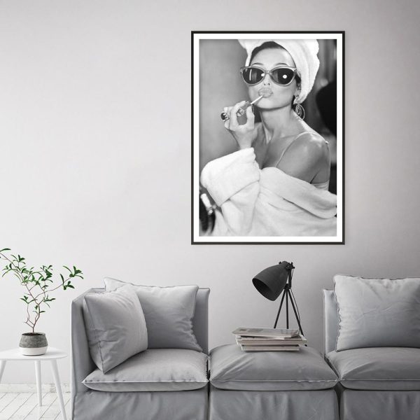 Wall Art - Girl Applying Lipstick - Canvas Prints-Poster Prints