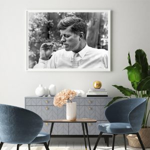 Wall Art - President John F Kennedy smoking a Marijuana Blunt- Canvas Prints-Poster Prints