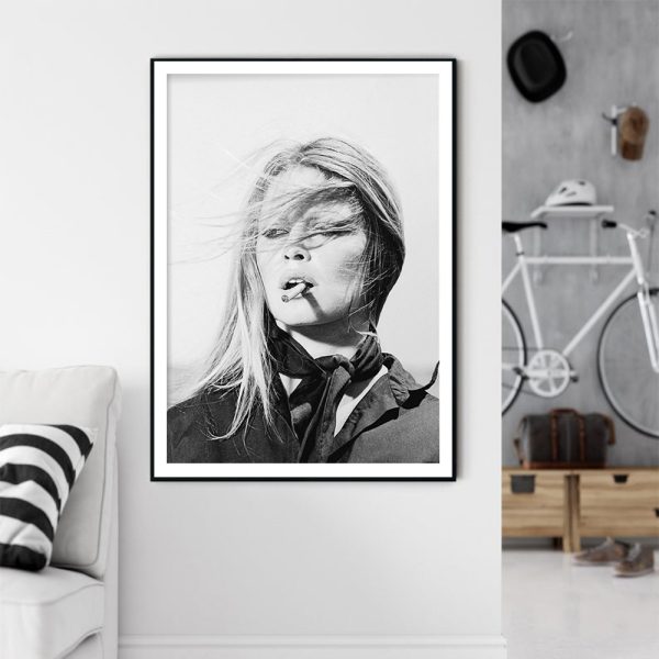 Wall Art - Bridget Bardot Smoke - Canvas Prints-Poster Prints