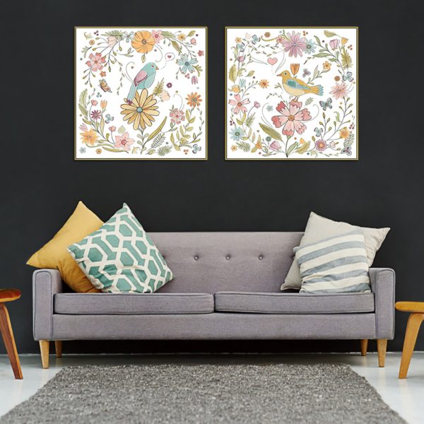 Wall Art - Floral birds (2 sets)- Canvas Prints-Poster Prints - Image 2