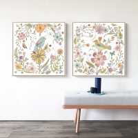 Wall Art - Floral birds (2 sets)- Canvas Prints-Poster Prints - Image 3
