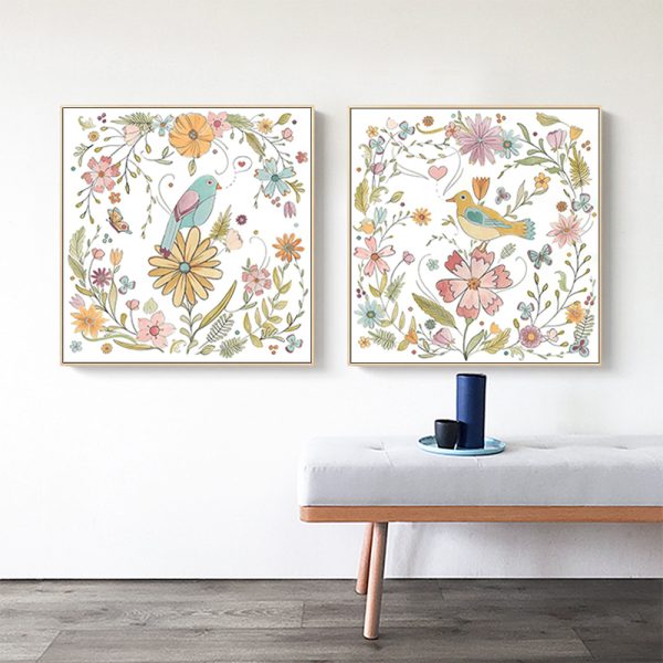 Wall Art - Floral birds (2 sets)- Canvas Prints-Poster Prints - Image 3