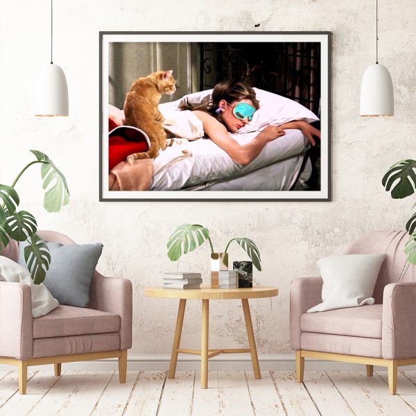 Wall Art - Hepburn and Cat - Canvas Prints-Poster Prints