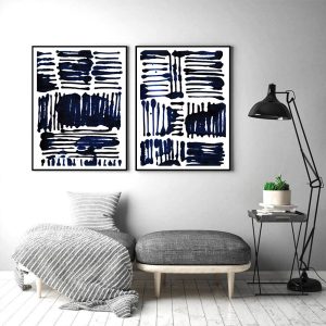 Wall art - Indigo Stripes (2 sets)- Canvas Prints- Poster Prints