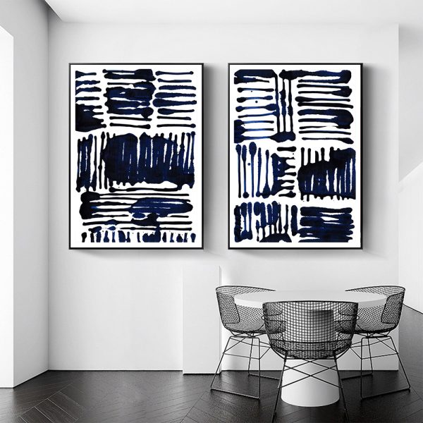 Wall art - Indigo Stripes (2 sets)- Canvas Prints- Poster Prints - Image 2