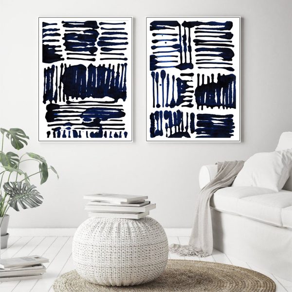 Wall art - Indigo Stripes (2 sets)- Canvas Prints- Poster Prints - Image 3