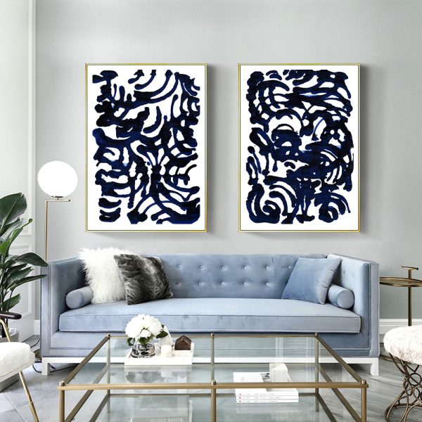 Wall art - Indigo Swirls (2 sets)- Canvas Prints- Poster Prints