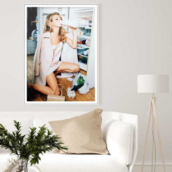 Wall Art - Kate Moss Drinks Milk - Canvas Prints-Poster Prints