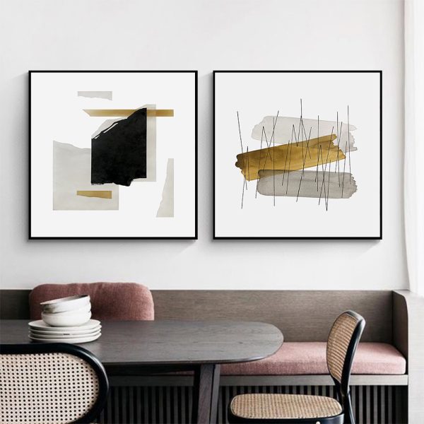 Wall Art - Abstract Gold Square Size (2 sets)- Canvas Prints-Poster Prints - Image 2