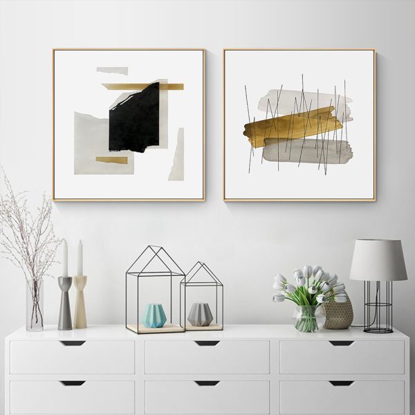 Wall Art - Abstract Gold Square Size (2 sets)- Canvas Prints-Poster Prints
