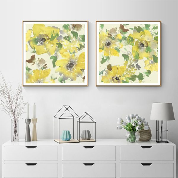 Wall Art - Yellow & Green Blooms (2 sets)- Canvas Prints-Poster Prints