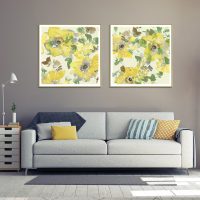 Wall Art - Yellow & Green Blooms (2 sets)- Canvas Prints-Poster Prints - Image 3