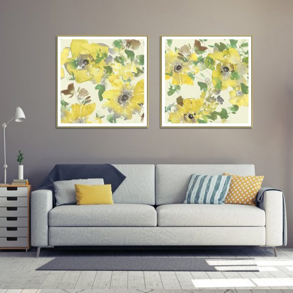 Wall Art - Yellow & Green Blooms (2 sets)- Canvas Prints-Poster Prints - Image 3