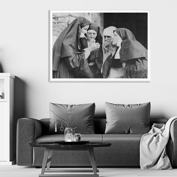 Wall Art - Smoking Nuns - Canvas Prints-Poster Prints