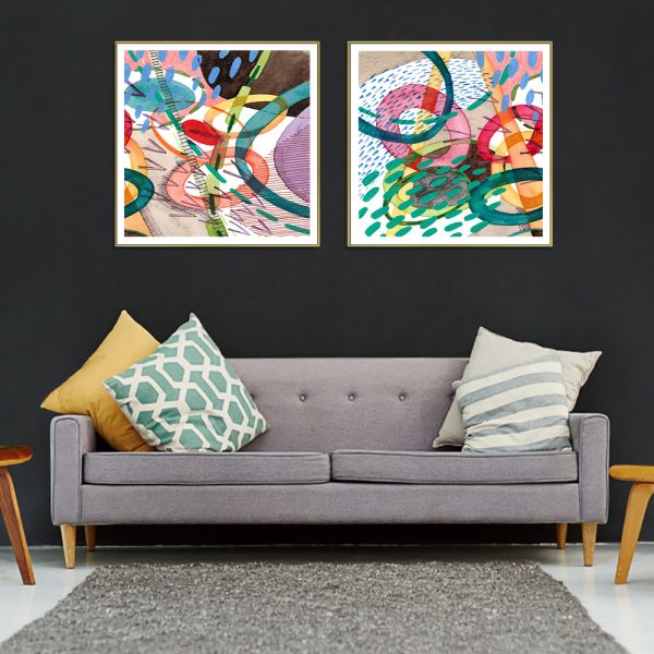 Wall Art - Colourful Loop (2 sets)- Canvas Prints-Poster Prints - Image 2