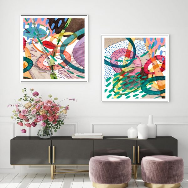 Wall Art - Colourful Loop (2 sets)- Canvas Prints-Poster Prints