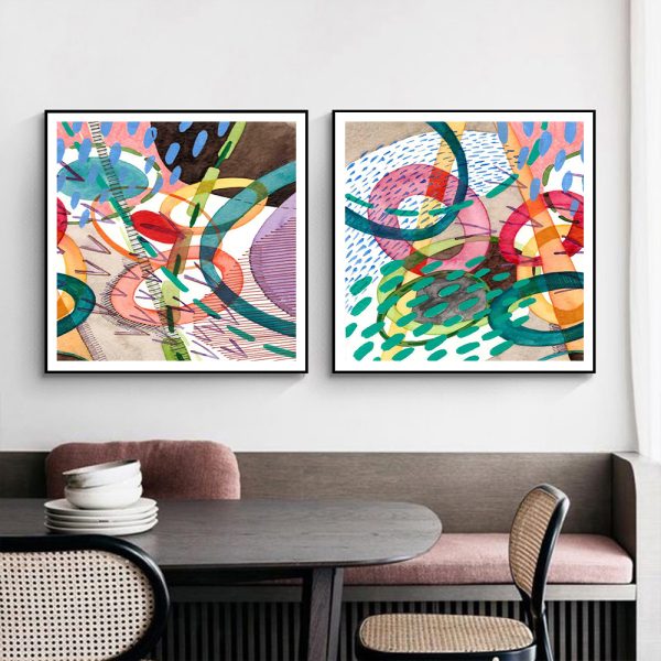 Wall Art - Colourful Loop (2 sets)- Canvas Prints-Poster Prints - Image 3