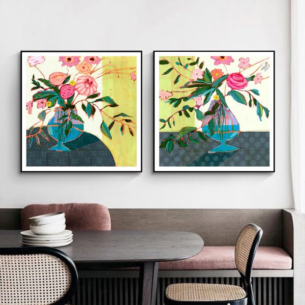Wall Art - Fanciful Flowers (2 sets)- Canvas Prints-Poster Prints - Image 3