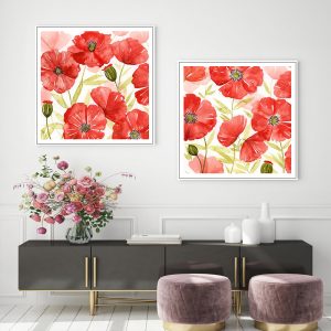 Wall Art - Poppy Screen (2 sets)- Canvas Prints-Poster Prints