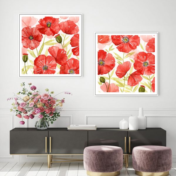 Wall Art - Poppy Screen (2 sets)- Canvas Prints-Poster Prints