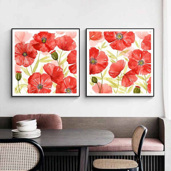 Wall Art - Poppy Screen (2 sets)- Canvas Prints-Poster Prints - Image 2