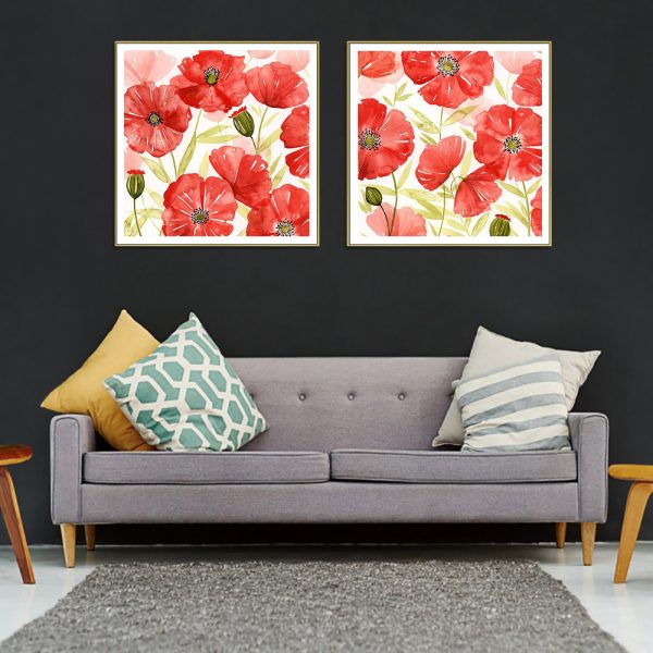 Wall Art - Poppy Screen (2 sets)- Canvas Prints-Poster Prints - Image 3