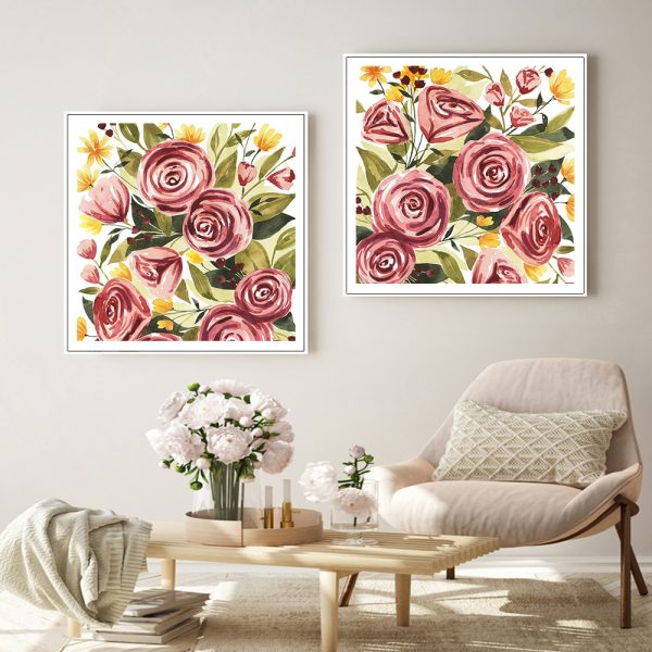 Wall Art - Rouge Bouquet (2 sets)- Canvas Prints-Poster Prints