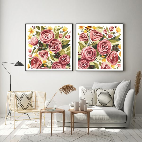 Wall Art - Rouge Bouquet (2 sets)- Canvas Prints-Poster Prints - Image 2