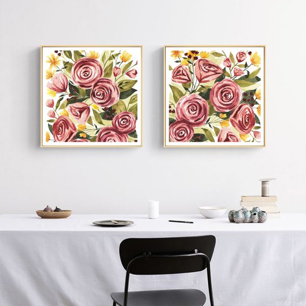 Wall Art - Rouge Bouquet (2 sets)- Canvas Prints-Poster Prints - Image 3