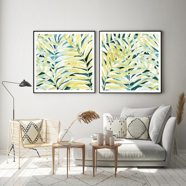 Wall Art - Sunlit Palms (2 sets)- Canvas Prints-Poster Prints