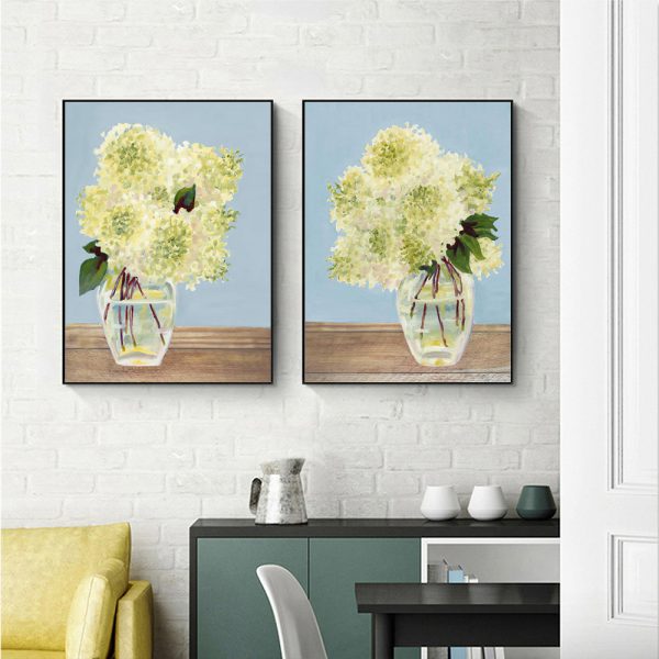 Wall art - White Hydrangeas (2 sets)- Canvas Prints- Poster Prints - Image 2