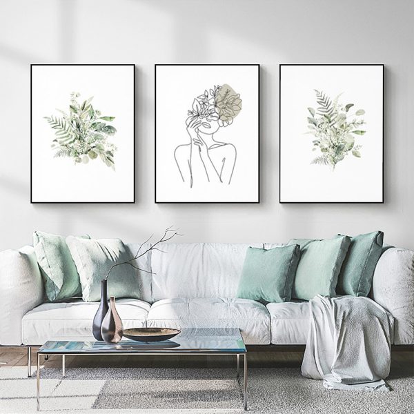 Wall Art - Botanical Line Girl (3 Sets) - Poster Prints -Canvas Prints