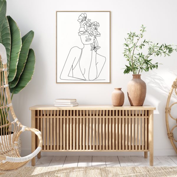 Wall Art - Line Art Girl - Canvas Prints-Poster Prints