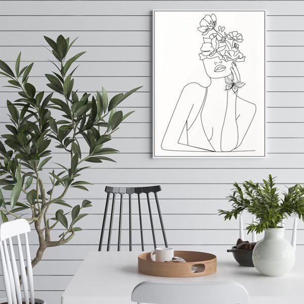 Wall Art - Line Art Girl - Canvas Prints-Poster Prints - Image 3