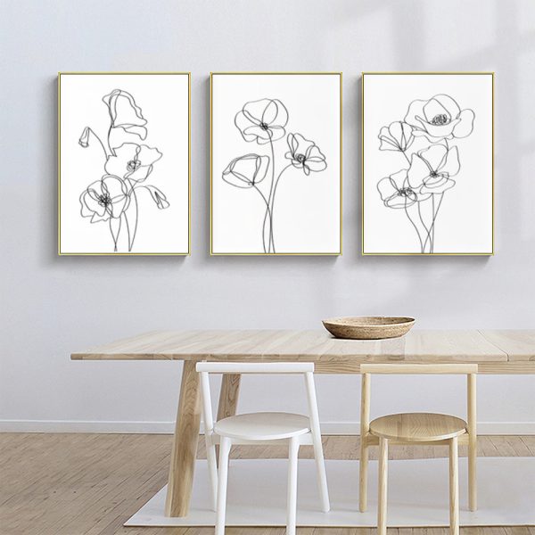 Wall Art - Line botanical flowers (3 Sets) - Poster Prints -Canvas Prints - Image 2