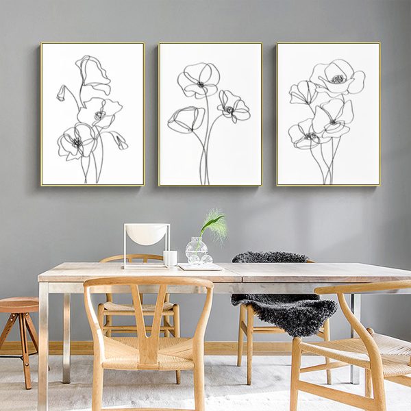 Wall Art - Line botanical flowers (3 Sets) - Poster Prints -Canvas Prints - Image 3