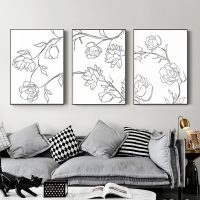 Wall Art - Line Flowers (3 Sets) - Poster Prints -Canvas Prints