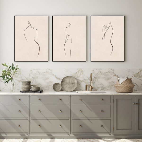 Wall Art - Line Lady (3 Sets) - Poster Prints -Canvas Prints
