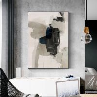 Wall Art - Abstract Beige Grey Blue - Canvas Prints-Poster Prints