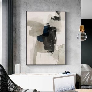 Wall Art - Abstract Beige Grey Blue - Canvas Prints-Poster Prints