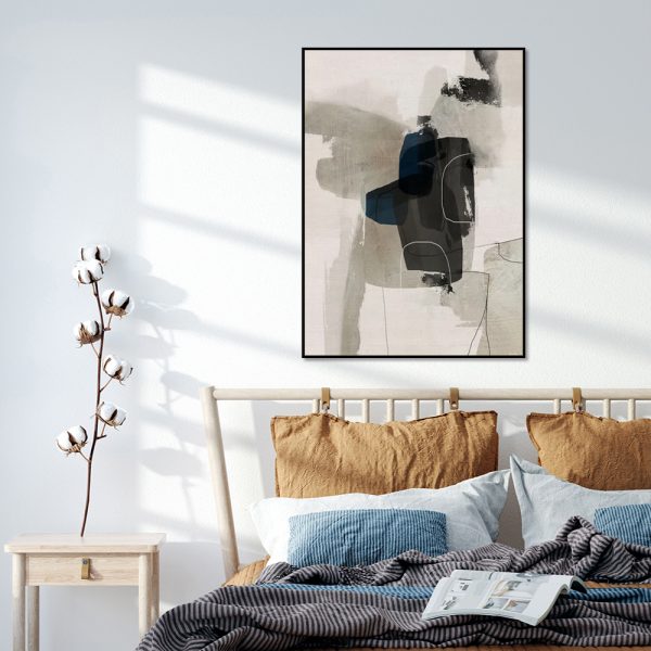 Wall Art - Abstract Beige Grey Blue - Canvas Prints-Poster Prints - Image 3