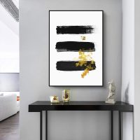 Wall Art - Abstract Gold Black Brush (3 sets) - Canvas Prints-Poster Prints - Image 3