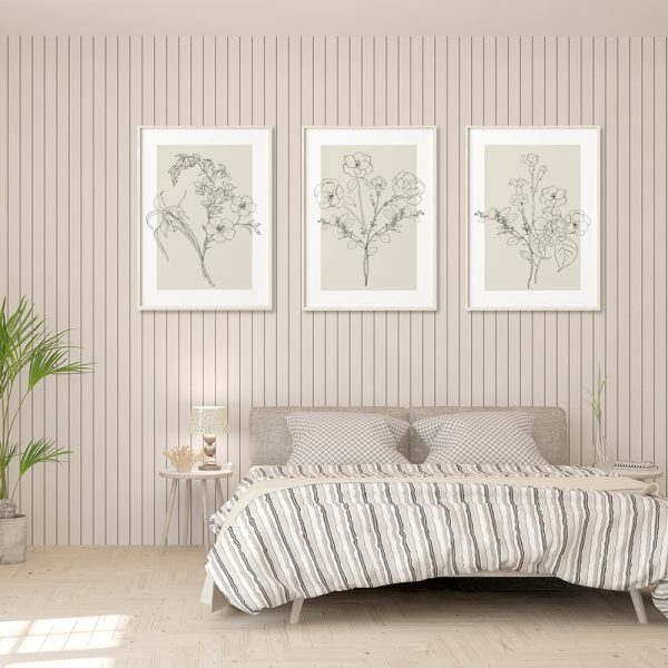 Wall Art - Neutral Flowers (3 sets) - Canvas Prints-Poster Prints - Image 3
