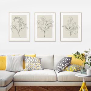 Wall Art - Neutral Flowers (3 sets) - Canvas Prints-Poster Prints