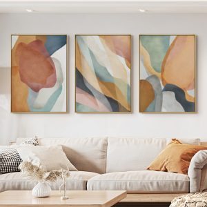 Wall Art - Abstract Orange (3 Sets) - Poster Prints -Canvas Prints