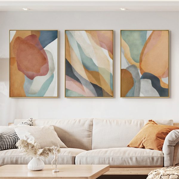 Wall Art - Abstract Orange (3 Sets) - Poster Prints -Canvas Prints