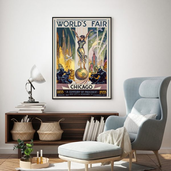 Wall Art - Chicago World Fair 1933 by Glen C. Sheffer - Canvas Prints-Poster Prints